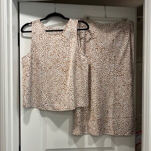 J. Crew Brown and White Spotted Skirt Set